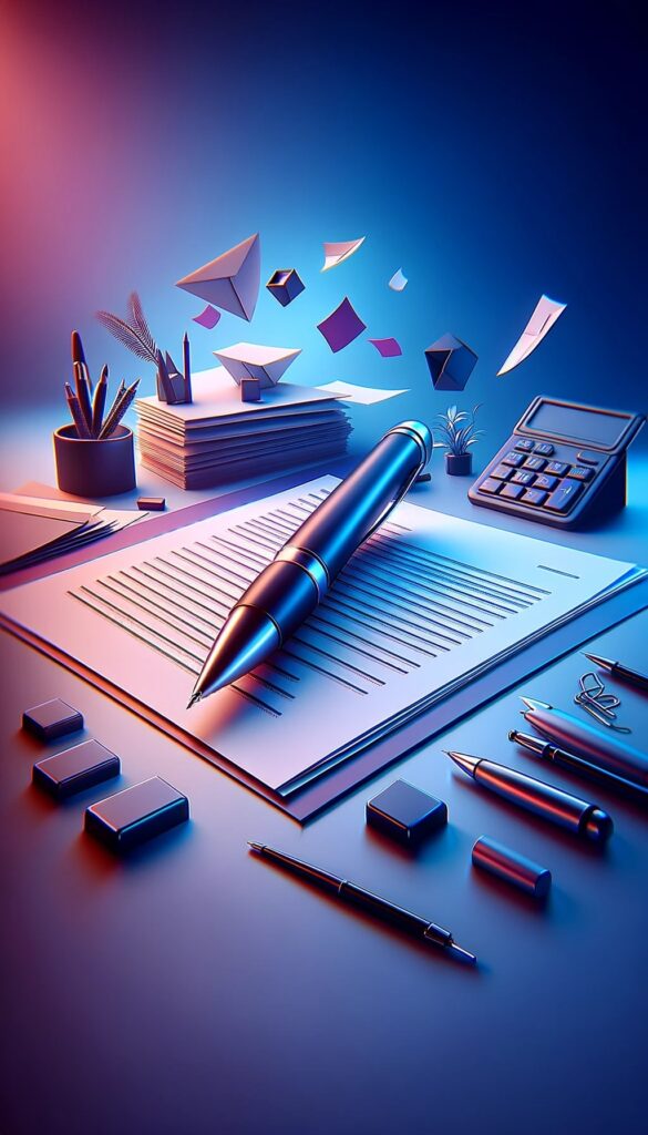 Boligrafo y papel para escribir un briefing