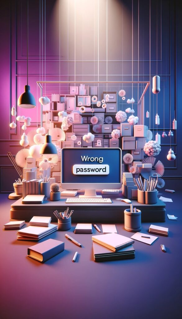 Pantalla de acceso con mensaje de Password equivocado